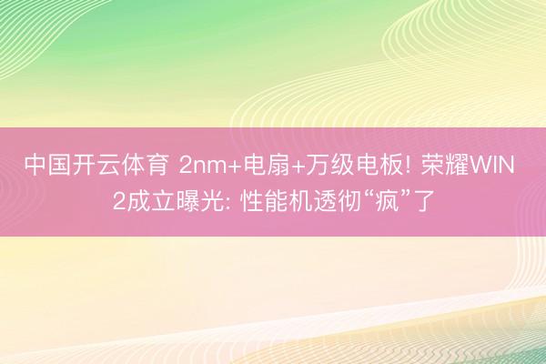中国开云体育 2nm+电扇+万级电板! 荣耀WIN 2成立曝光: 性能机透彻“疯”了