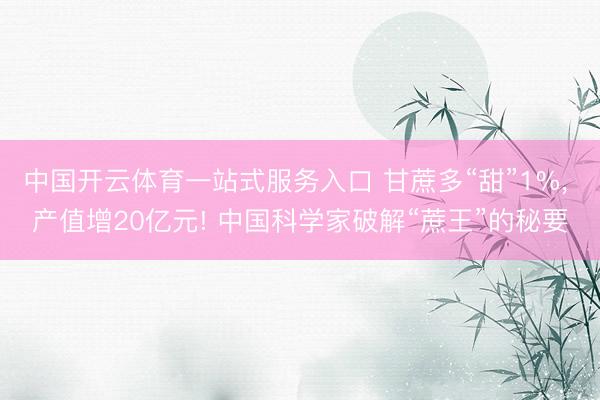 中国开云体育一站式服务入口 甘蔗多“甜”1%， 产值增20亿元! 中国科学家破解“蔗王”的秘要