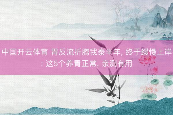 中国开云体育 胃反流折腾我泰半年， 终于缓慢上岸: 这5个养胃正常， 亲测有用