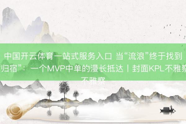 中国开云体育一站式服务入口 当“流浪”终于找到“归宿”：一个MVP中单的漫长抵达丨封面KPL不雅察